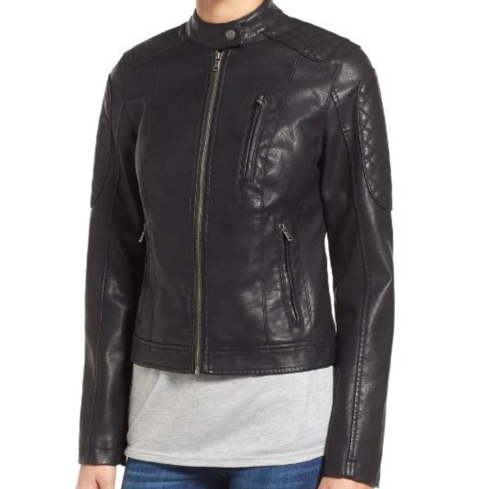 NEW Levi's Quilt Detail Faux Leather Racer Jacket SZ M